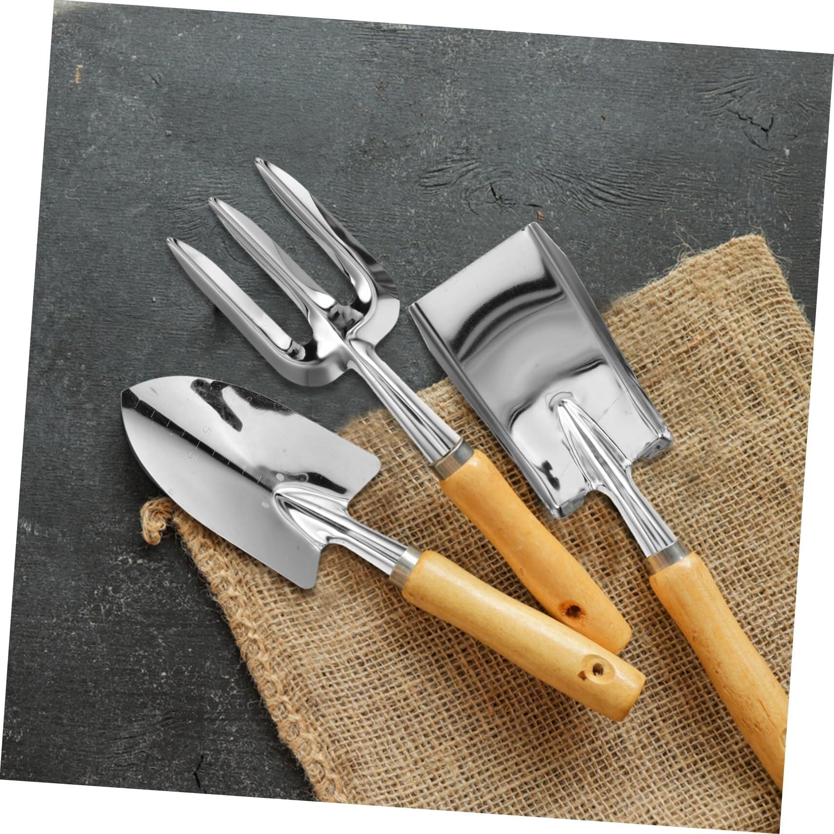 cazzuola Set di attrezzi da giardinaggio da 4 pezzi Attrezzi da giardino in acciaio inossidabile Include pala, rastrello, forchetta e cazzuola for piantare diserbo giardinaggio