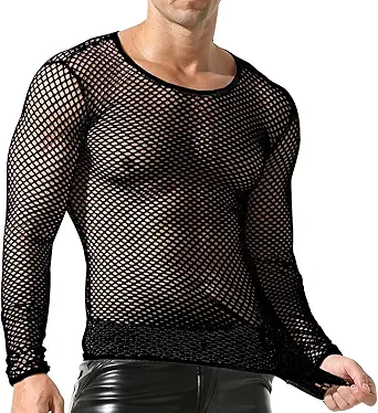 Sexy Men's T-Shirt Mesh Fishnet Sleeveless Undershirt Hollow Out Tank Top
