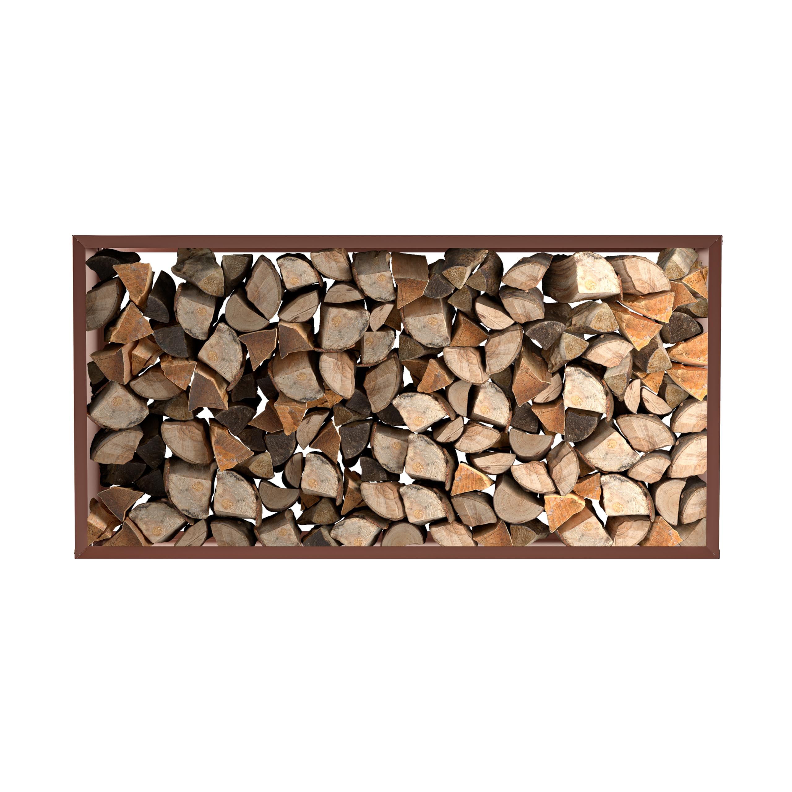 hiyard Drewniany magazyn I Wooker Wide 199 x 99 cm, regał na drewno kominkowe, wyprodukowano w Niemczech, rdzawy brąz