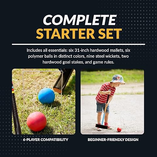 Vista 3 de Hathaway Juego de Croquet Deluxe para 6 jugadores, 33.5 pulgadas de largo x 9 pulgadas de ancho x 2.75 pulgadas de alto
