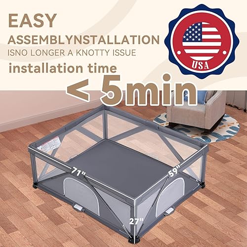 Miniatura 6 de Corralito plegable para bebés, corralito de juego extra grande para bebés y niños pequeños, patio de juegos portátil de seguridad para niños en