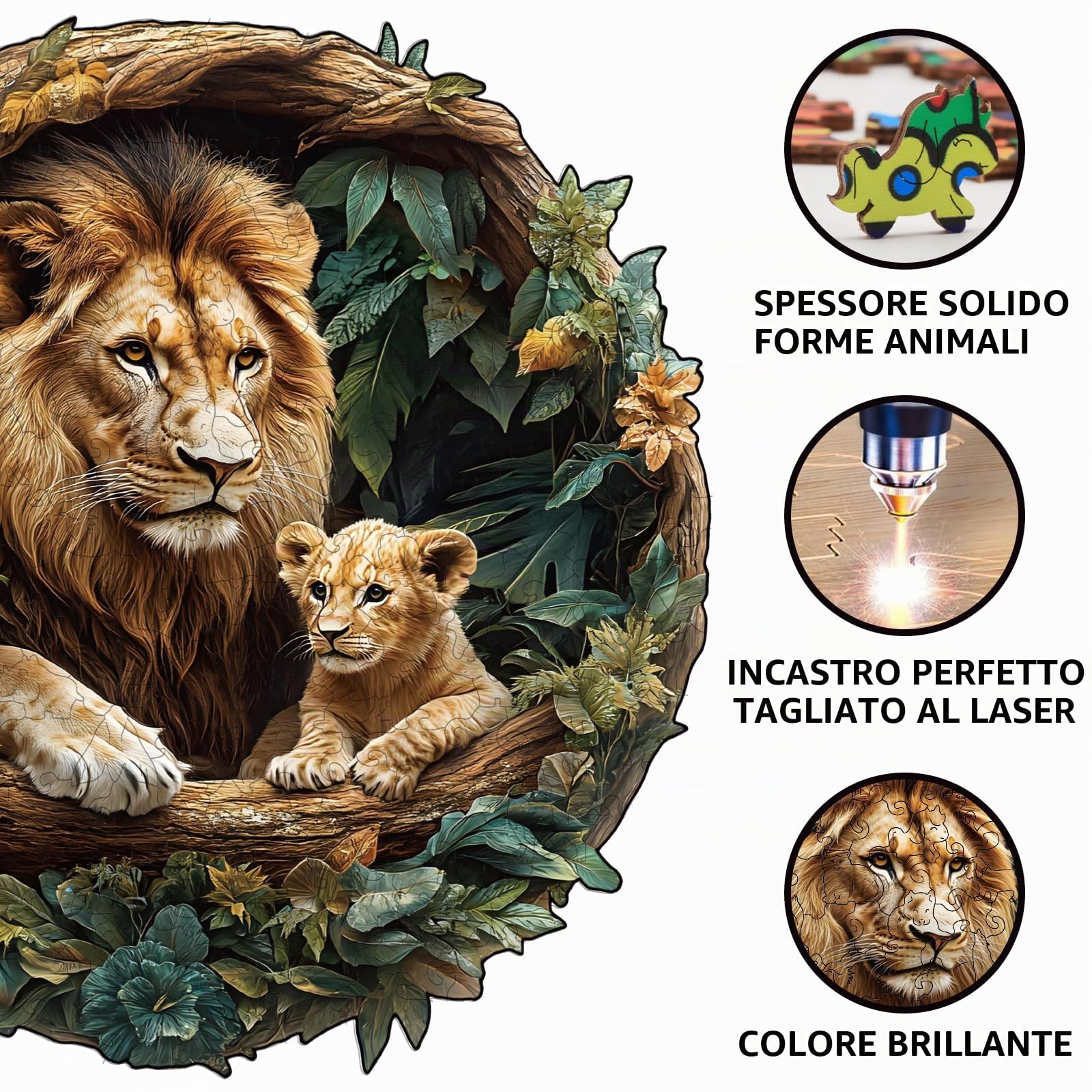 GLOBLELAND 200 Pezzi Leone in 3D Puzzle in Legno per Adulti Puzzle in legno per Halloween Natale Compleanni Anniversari