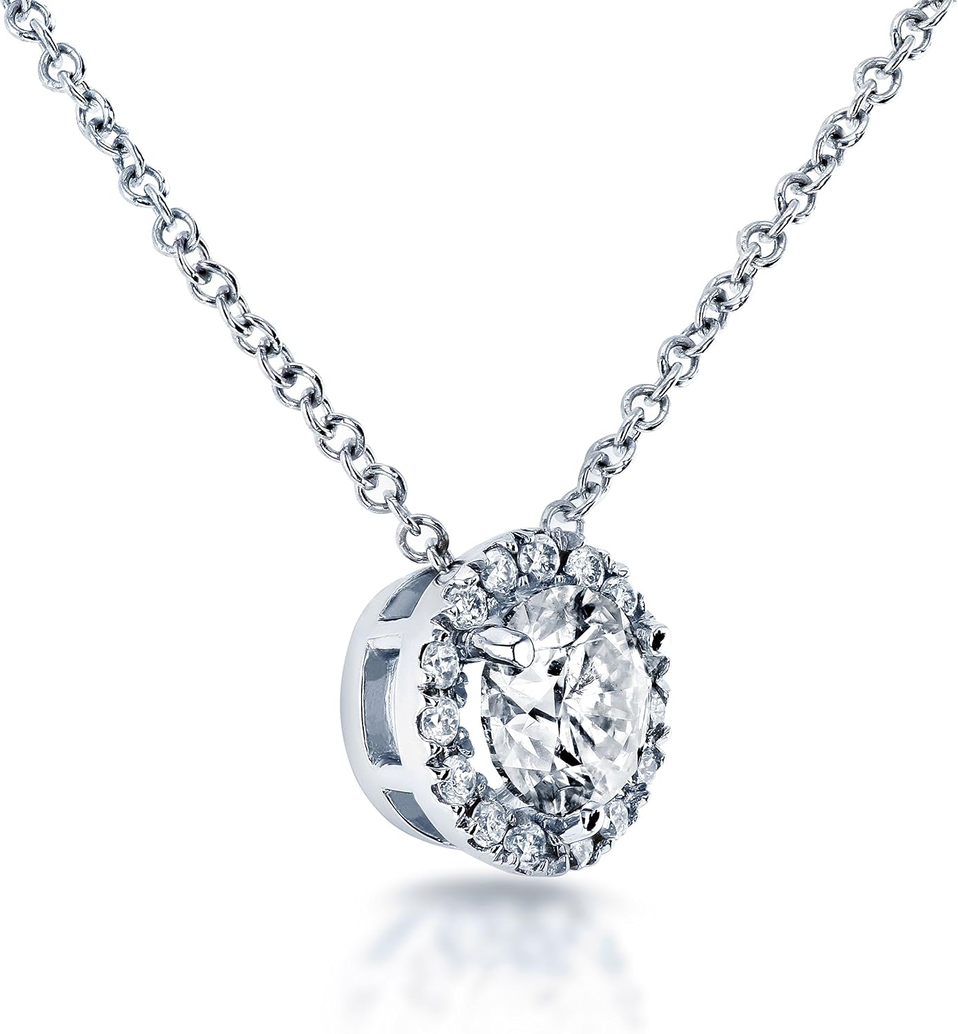 Kobelli Circle Diamond Halo Necklace 3/5 Carat (ctw) in 14k White Gold