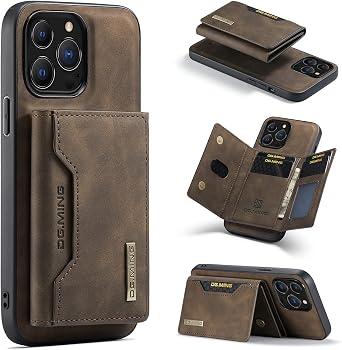 Wallet Case Compatible with iPhone 13 Pro Max, DG.MING Premium Leather Phone Case Back Cover Magnetic Detachable with Trifold Wallet Card Holder Pocket for iPhone 13 Pro Max Coffee