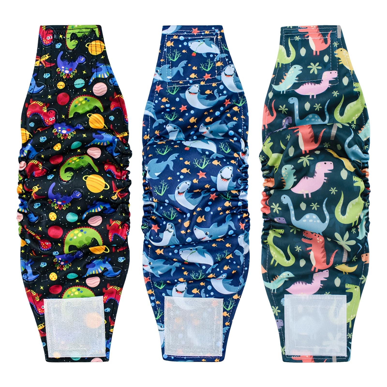 3 Pack Reusable Dog Belly Bands for Male Dogs, Washable and Adjustable Dog Nappies for Incontinence, Marking, Training Super Absorbent (Dark, XL, count, 1)