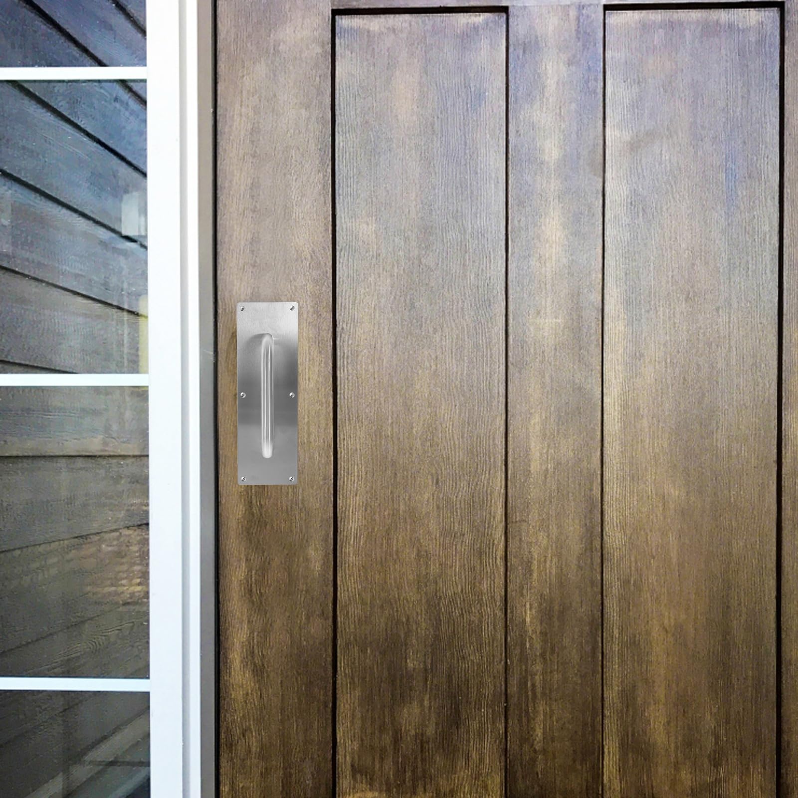 Zerodeko Poignée de Porte Coulissante Plaque Poussée Argenté en Acier Inoxydable Bords Lisses et Grosse Portante pour Portes Commerciales
