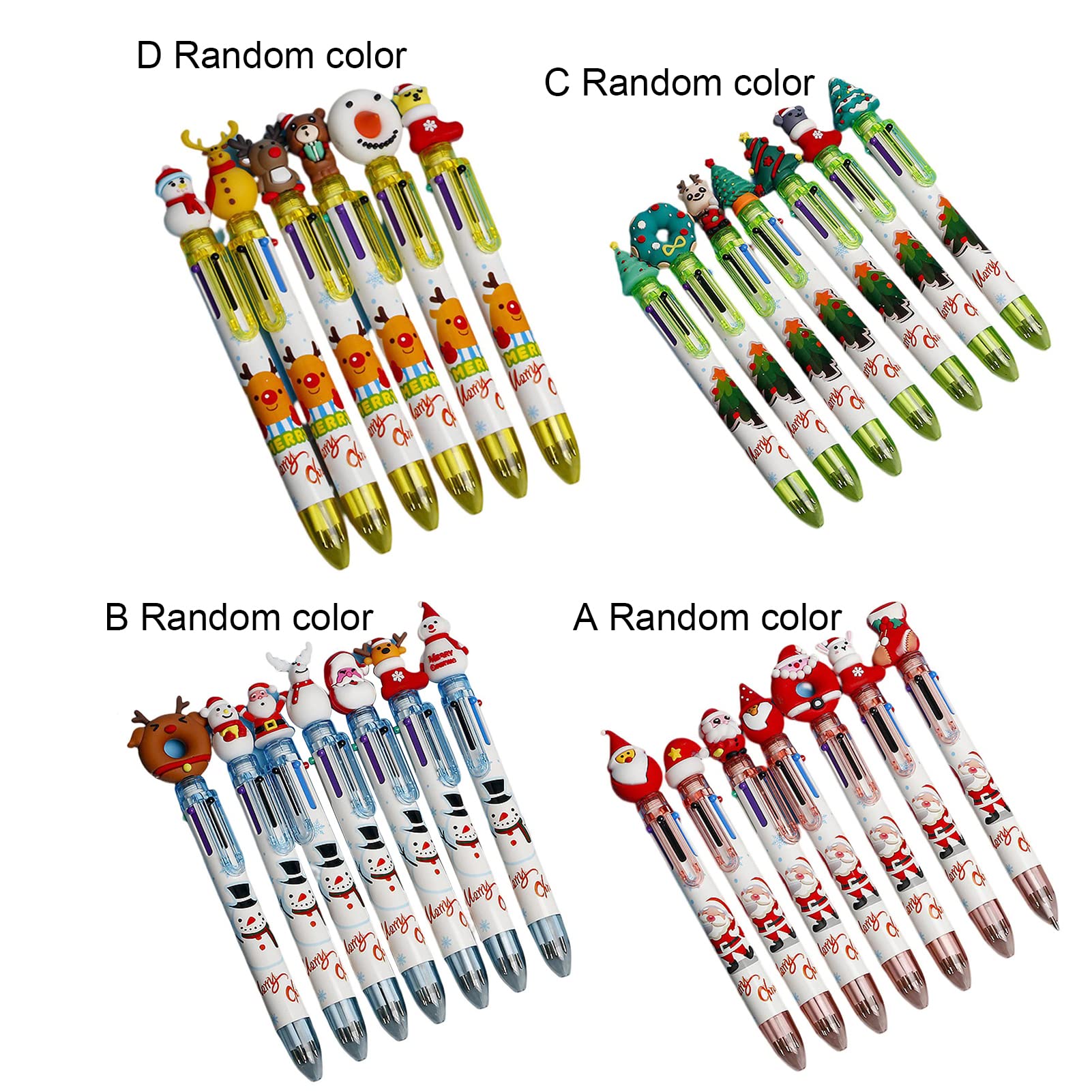 32 Stylos Gel Renne De Noël - Pointe 0.5 Mm, Encre Noire, 4 Couleurs, Idéal Pour étudiants, Cadeaux