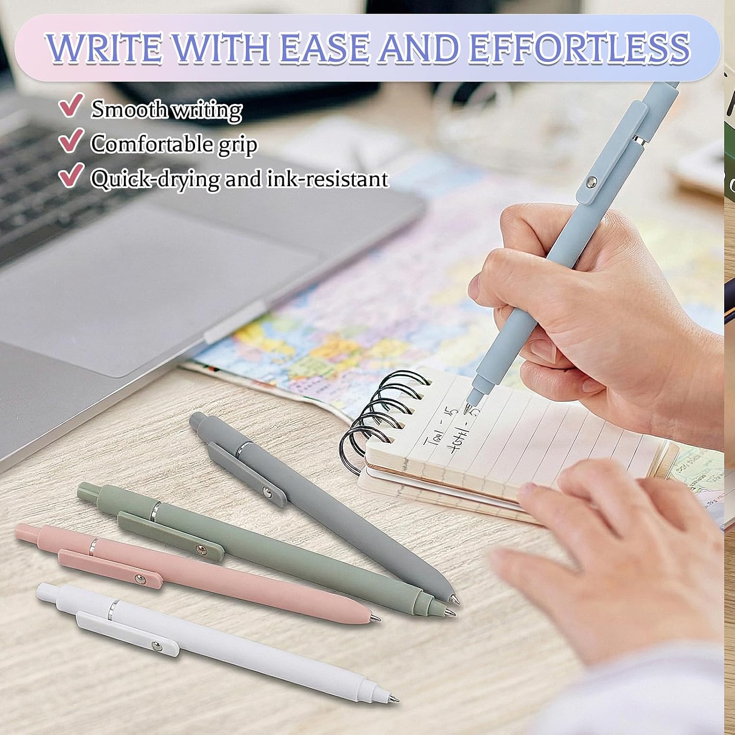 Thboxes 6 Pack Nurse Pens, 0.5mm Retractable Gel Pens for Journaling - Smooth Writing for Note Taking, Office & School Supplies, Journaling Supplies for Women Teachers Nurse image 3