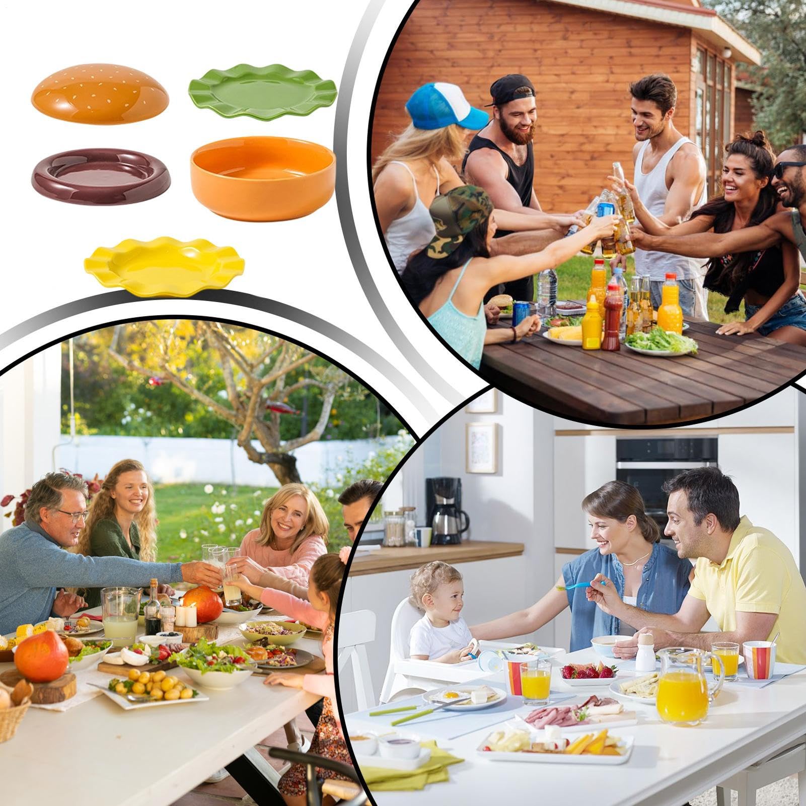 Set Di Ciotole E Per Hamburger Posate In Ceramica Impilabili | Ciotole Per Snack Divertenti Per Organizzatori Di Feste Cuochi Domestici Cena In Famiglia Picnic All'Aperto Compleanno