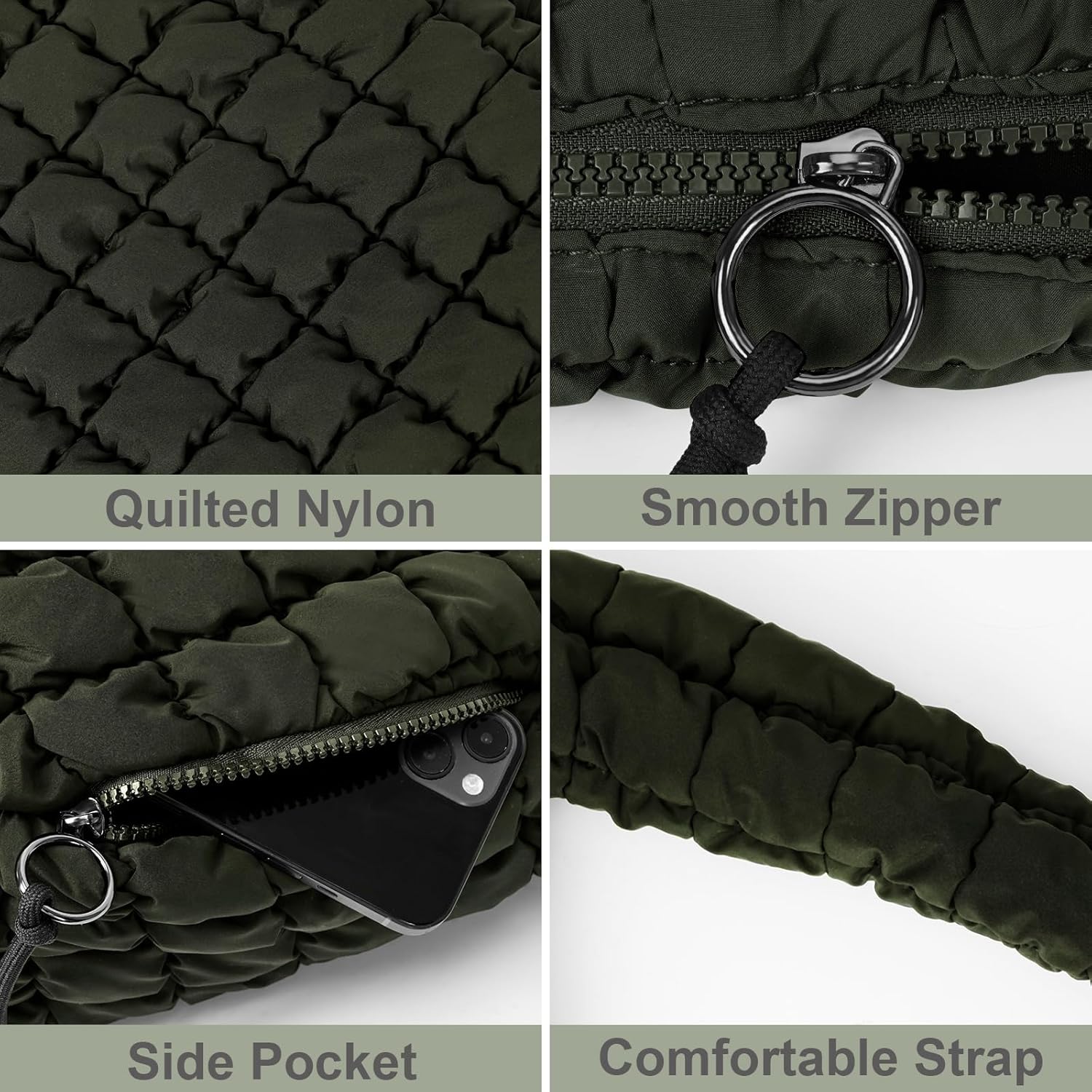 Juoxeepy Quilted Tote Bag Large Carryall Puffer Shoulder Bag Lightweight Padding Hobo Bag - Image 5