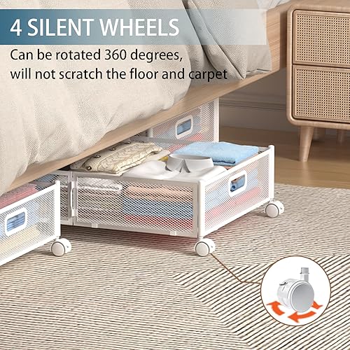 Miniatura 10 de Contenedores de almacenamiento debajo de la cama, almacenamiento de zapatos debajo de la cama con ruedas, organización de almacenamiento para