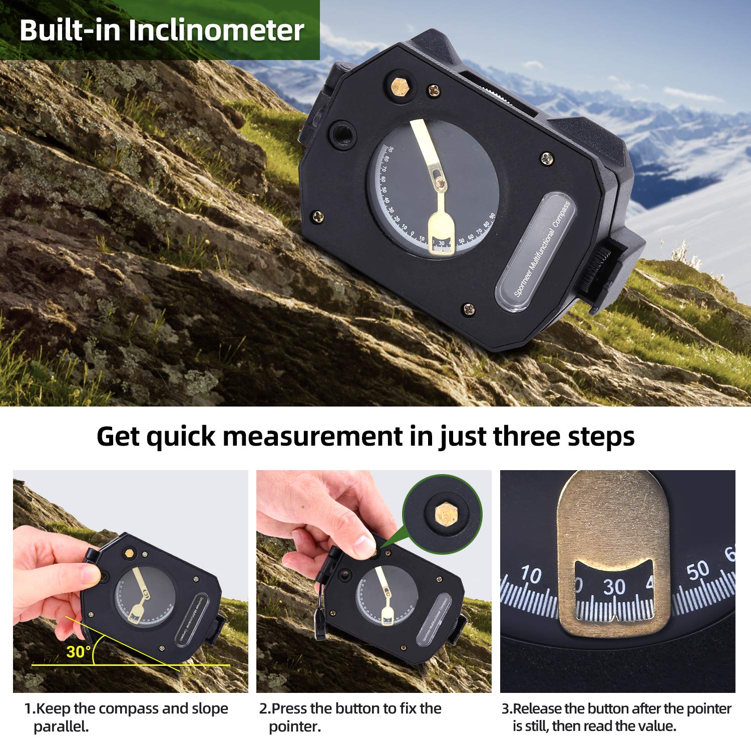 Compass, Sportneer Compass Hiking Waterproof Compass Survival with