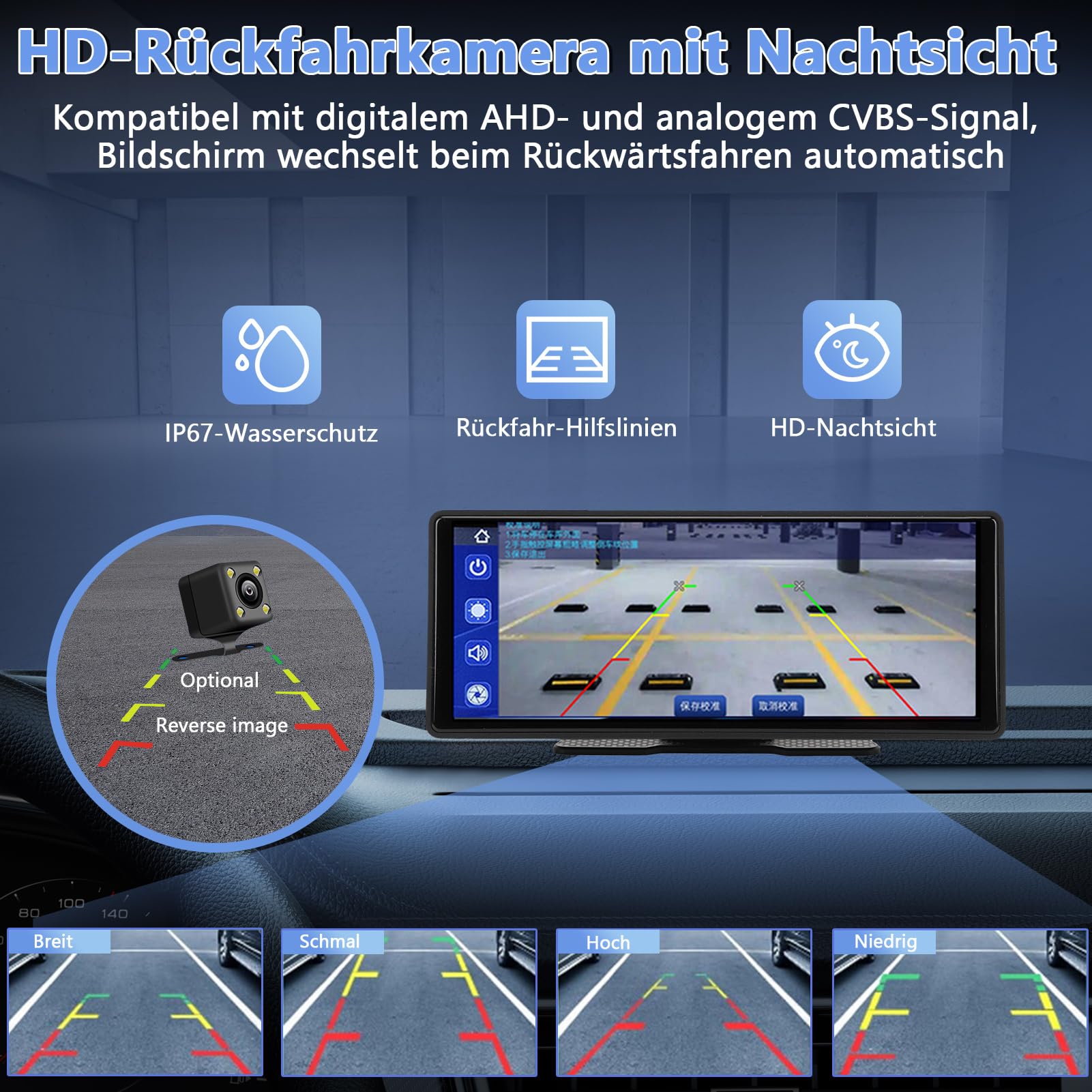 Pantalla Táctil Coche 10.26 Pulgadas, Navegación GPS, Estéreo Para Automóvil Compatibile con CarPlay, Android Auto, Bluetooth, Control por Voz, GPS, AUX y FM
