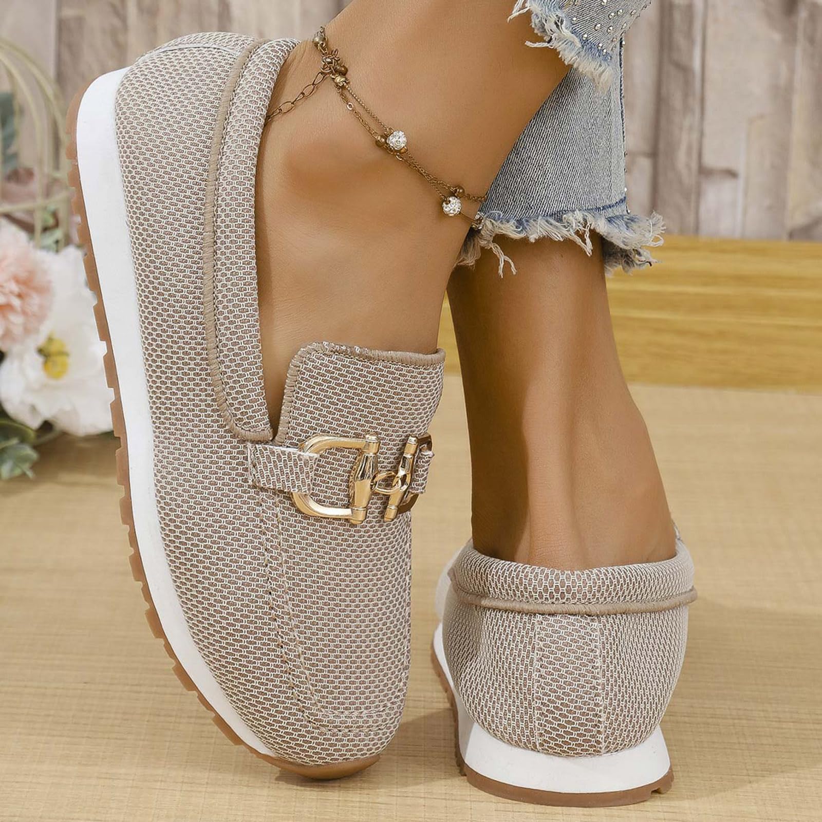 Mocasines para mujer, sin cordones, cómodos, con puntera redonda, ligeros, ortopédicos, de tacón bajo, transpirables, para negocios, caminar, cómodos, casuales, sueltos, para uso diario
