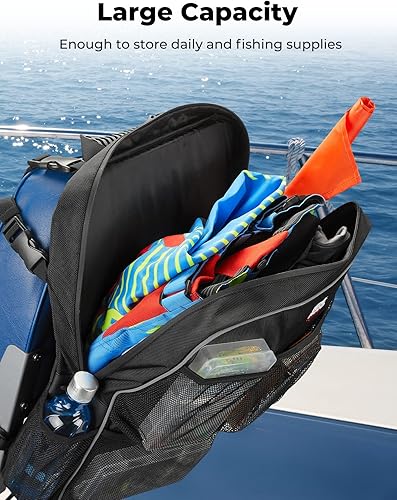 Miniatura 3 de KEMIMOTO Bolsa de almacenamiento para barco, mochila para asiento de barco, organizador de almacenamiento de barco con bolsillos de malla, bolsa de