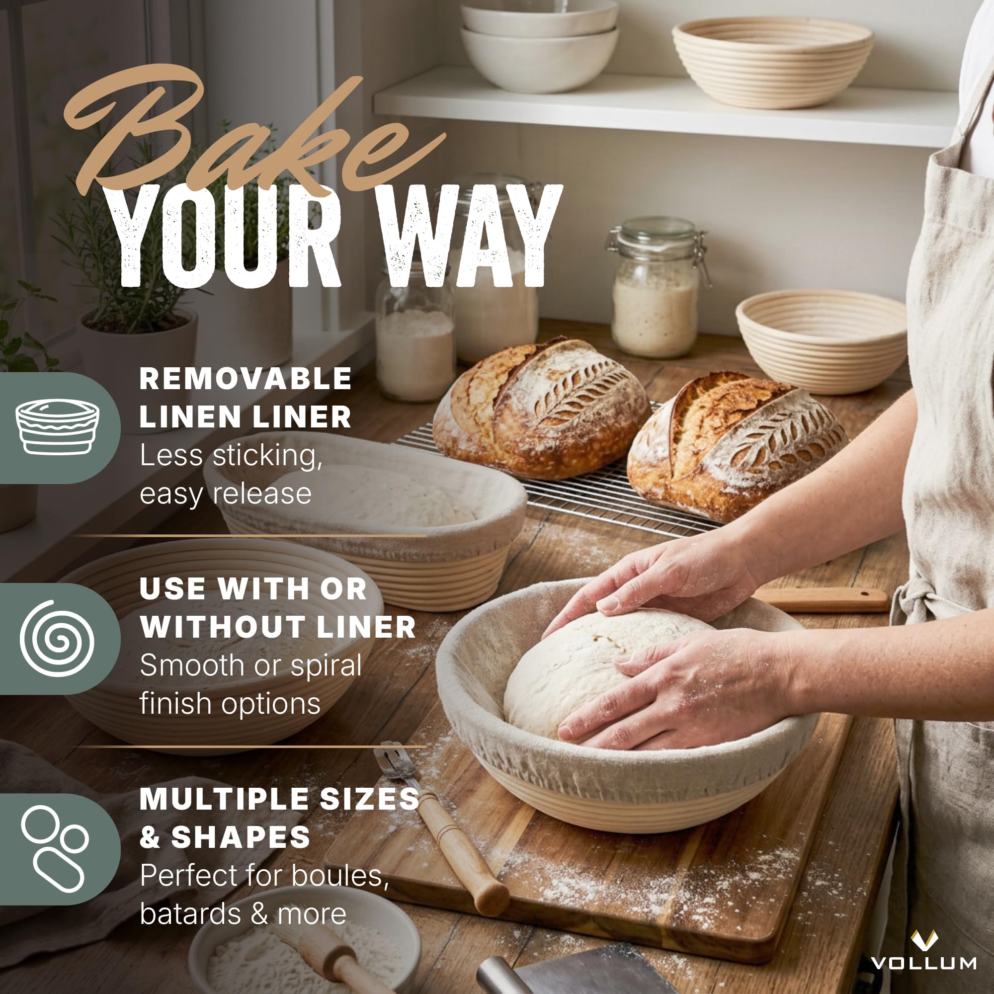 Vollum Bread Basket - Artisan Bread Baking -4 Vollum Bread Basket - Artisan Bread Baking -4