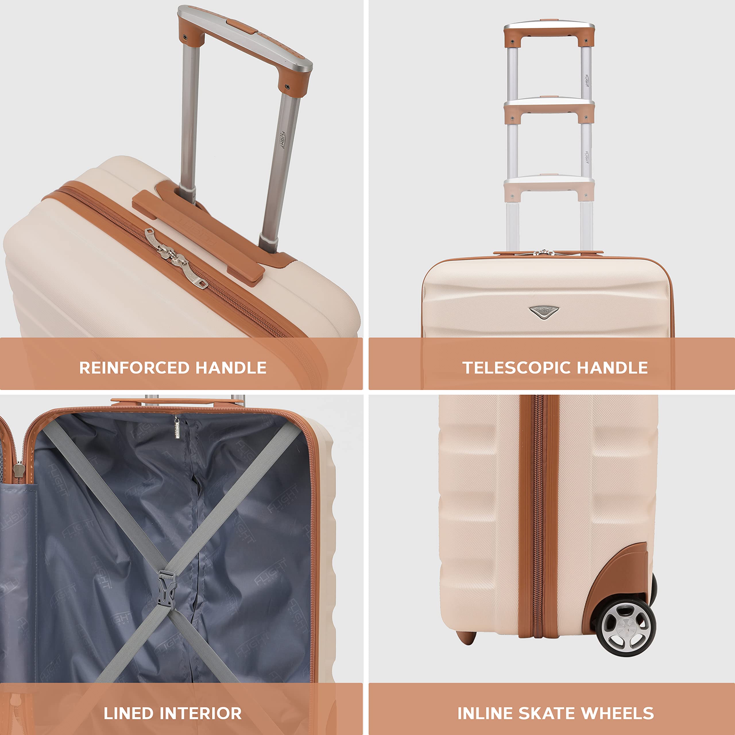 Flight Knight Lightweight 2 Wheel ABS Hard Case Suitcases Cabin Carry On Hand Luggage Approved for Airlines Including British Airways & Maximum Size for easyJet Large Cabin Bag 56x45x25cm