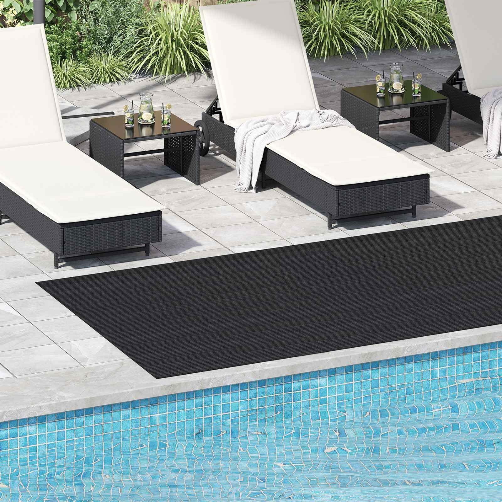 Gummi Außenfußmatte 1,5 x 4 m, schwarz, 3 mm dick, robuste Bodenmatte für Terrasse, Garten, Kofferraum, leicht zu reinigen, vielseitig einsetzbar