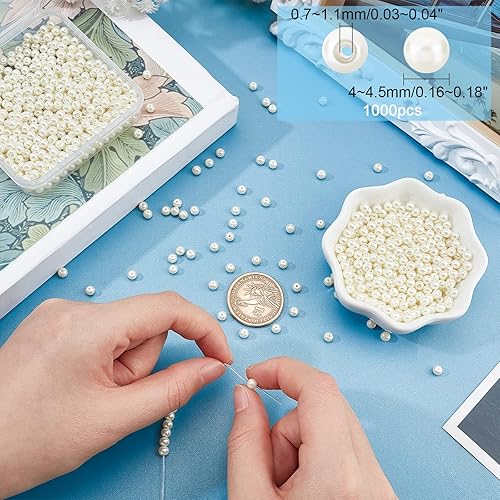 Miniatura 3 de PH PandaHall 2000 cuentas de perlas de cristal de 0.157 pulgadas, cuentas de color rubor, cuentas redondas sueltas espaciadoras para pulseras,