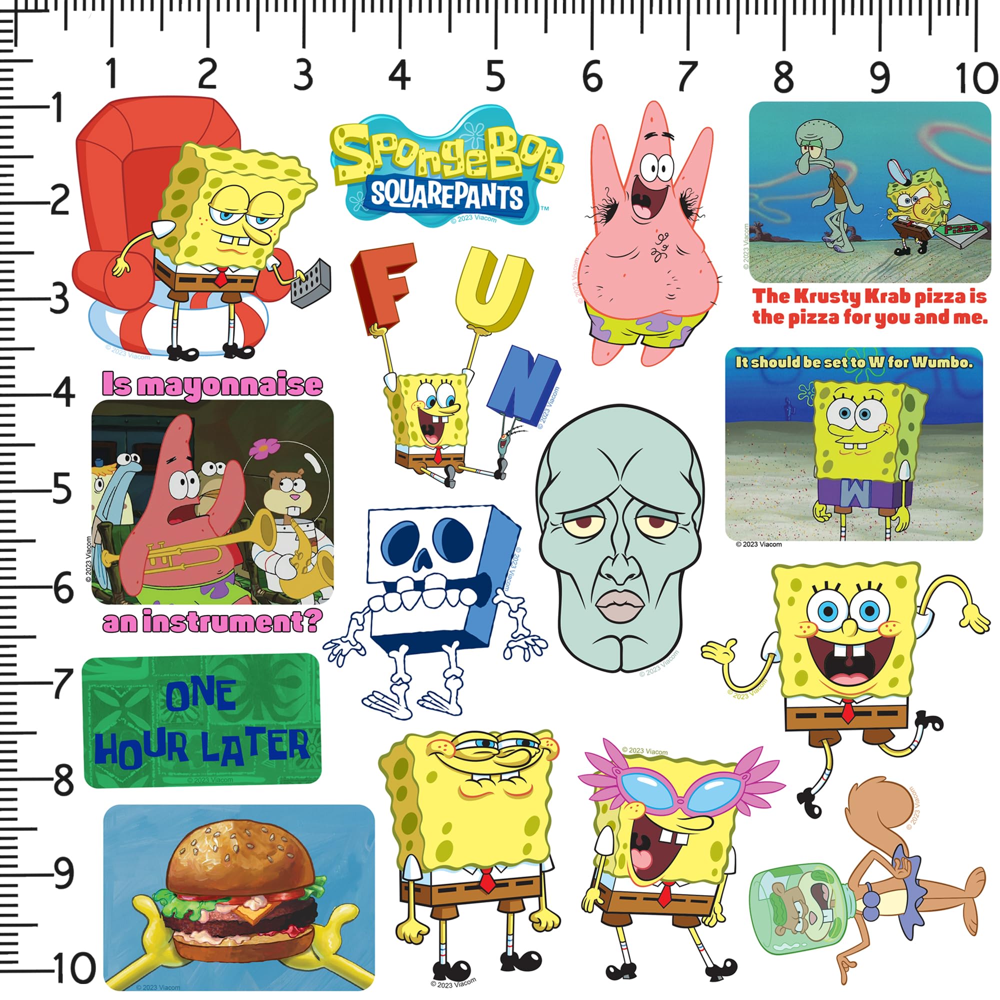 Spongebob Meme 50ct Vinyl Large Deluxe Stickers Variety Pack - Laptop, Water Bottle, Scrapbooking, Tablet, Skateboard, Indoor/Outdoor