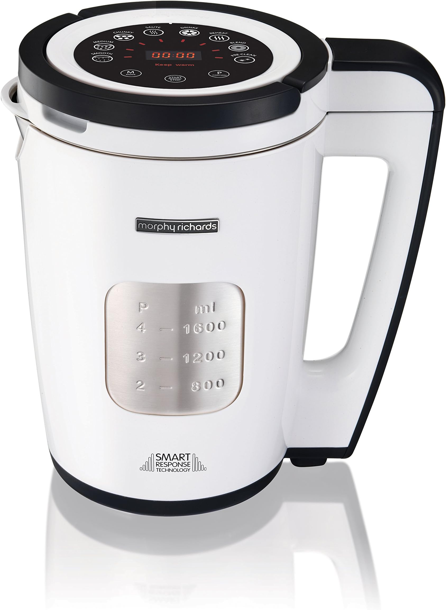 Morphy Richards 1.6L Total Control Soup Maker, Smart Response Technology, Portion Control, 9 Settings, Keep Warm Function, Cool Touch, Touchscreen Display, Stainless Steel Pan, White, 501020