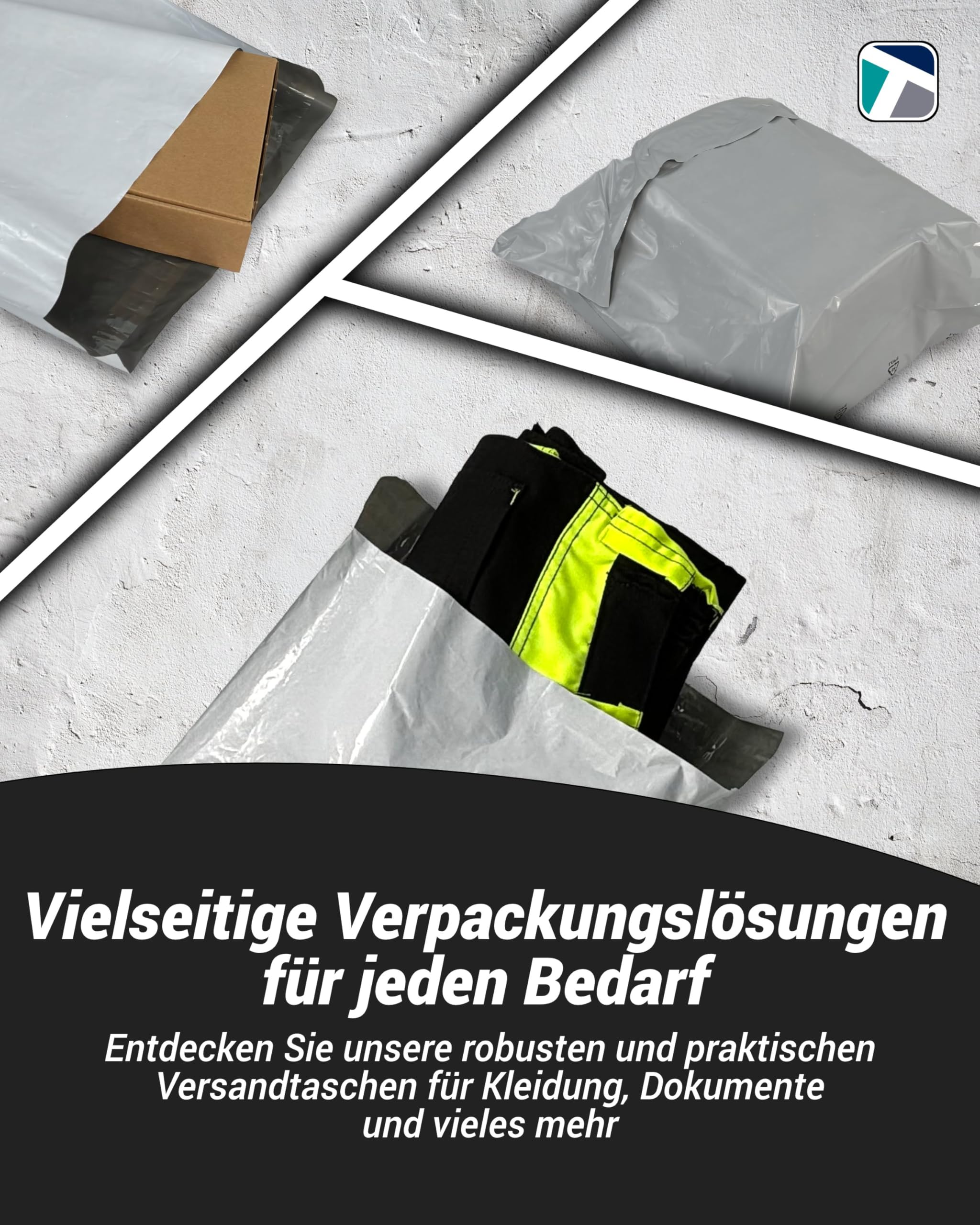100 Stück Folienversandtaschen - strapazierfähig, blickdicht, reißfest, Polyethylen (LDPE), ideal für Kleidung, Dokumente und vieles mehr (50 µm - 450 x 550 mm)