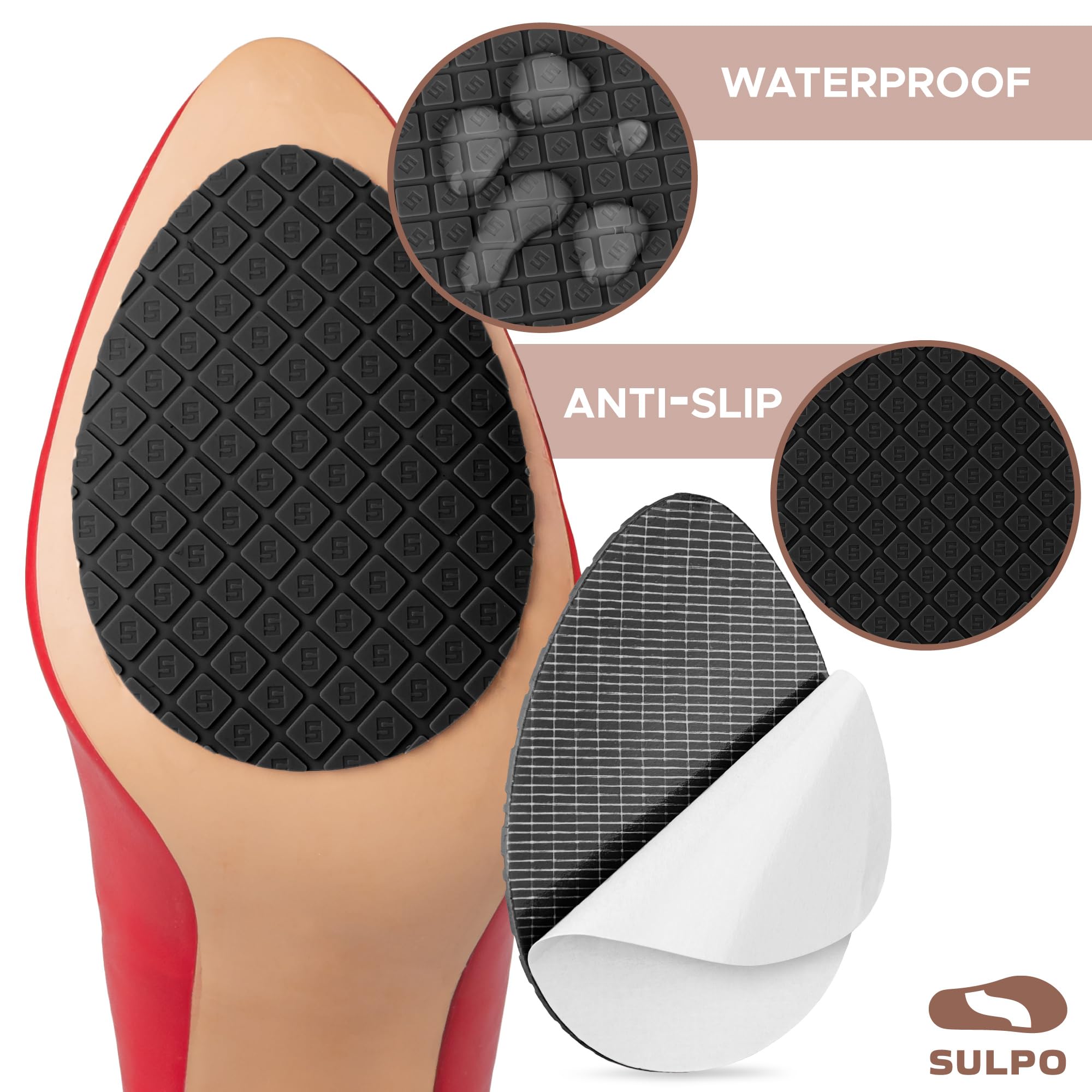 SULPO Lot de 12 sangles en caoutchouc pour chaussures - Autocollants de réparation de semelles de chaussures - Semelles autocollantes - Ultra solides - À découper - Ovales - 2