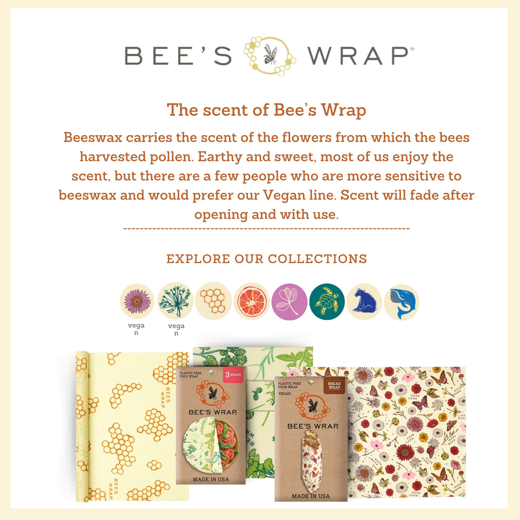Bee's Wrap Rotolo di carta cerata per alimenti, per feste in giardino, 35,6 x 132,1 cm, prodotto negli Stati Uniti, riutilizzabile, in carta cerata e copertine per ciotole, alternativa biologica ed