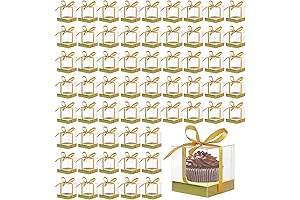 60 Pcs Crystal Clear Cupcake Boxes for Individual Serving