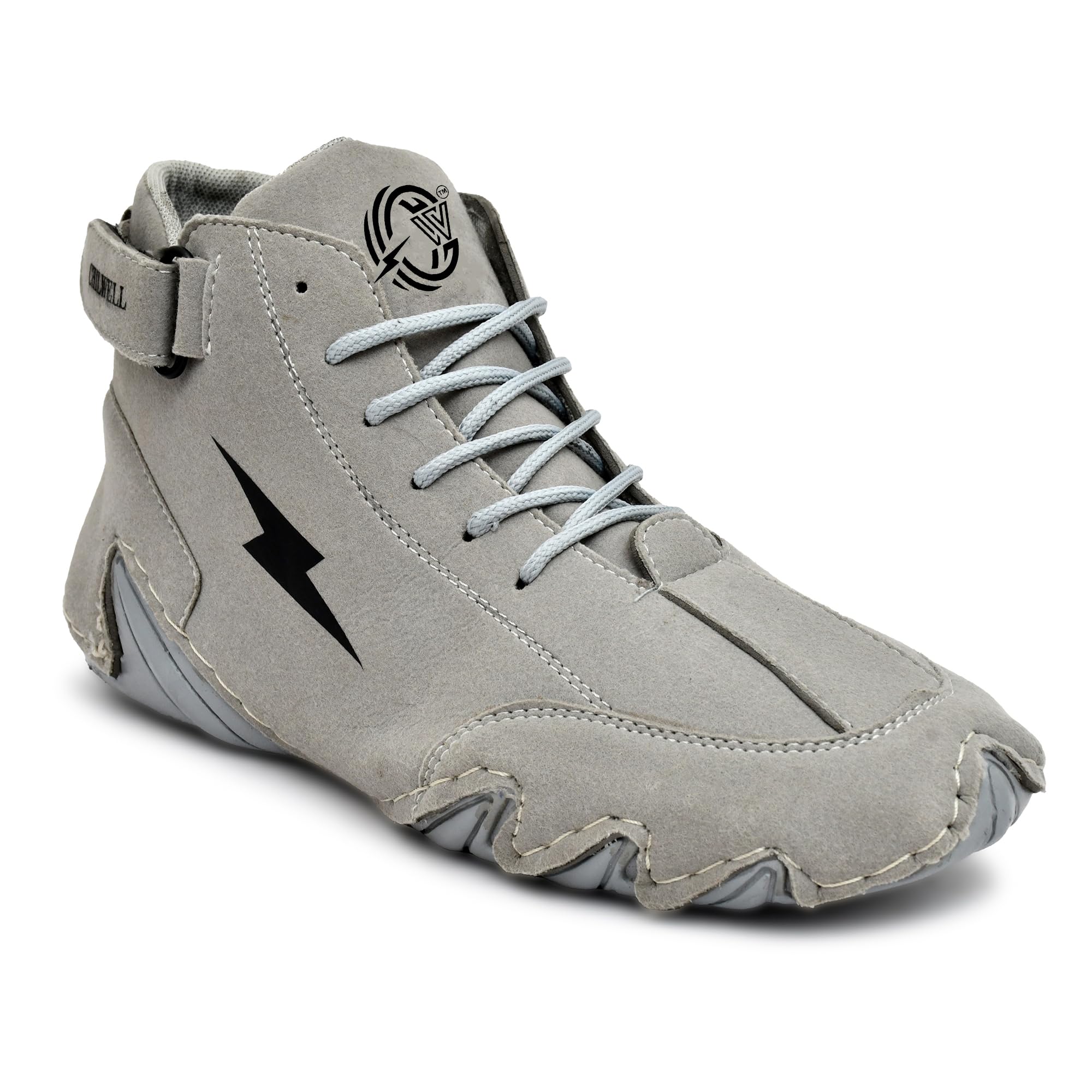 CHILWELL Mens Grey Suede Leather High Top Casual Sneakers (7) (B0CNXXLPKH) Amazon Price History, Amazon Price Tracker