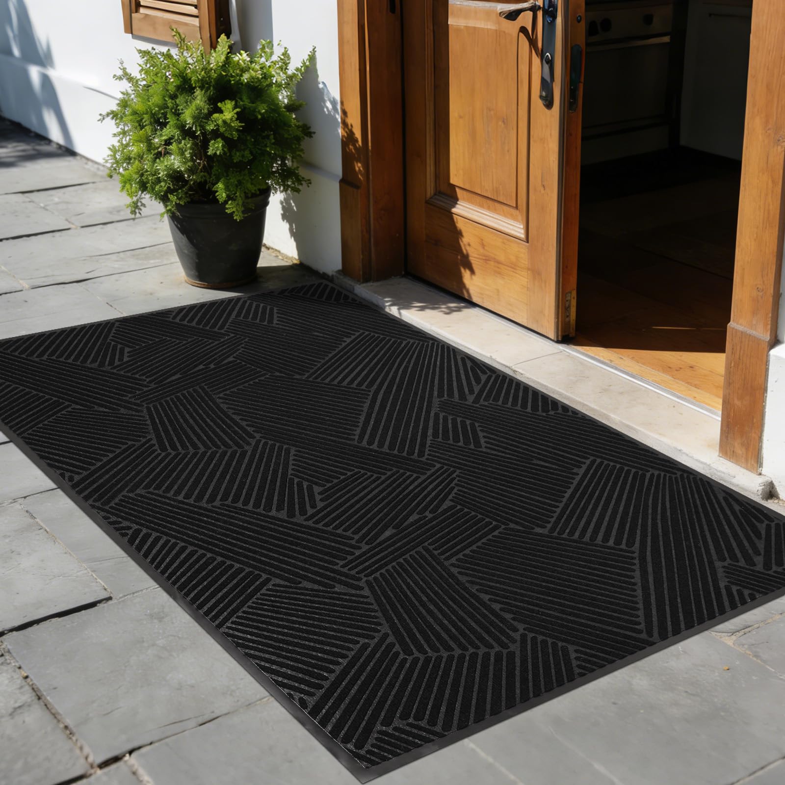Heavy Duty Front Door Mat - 3' x 10' Black -8 Heavy Duty Front Door Mat - 3' x 10' Black -8
