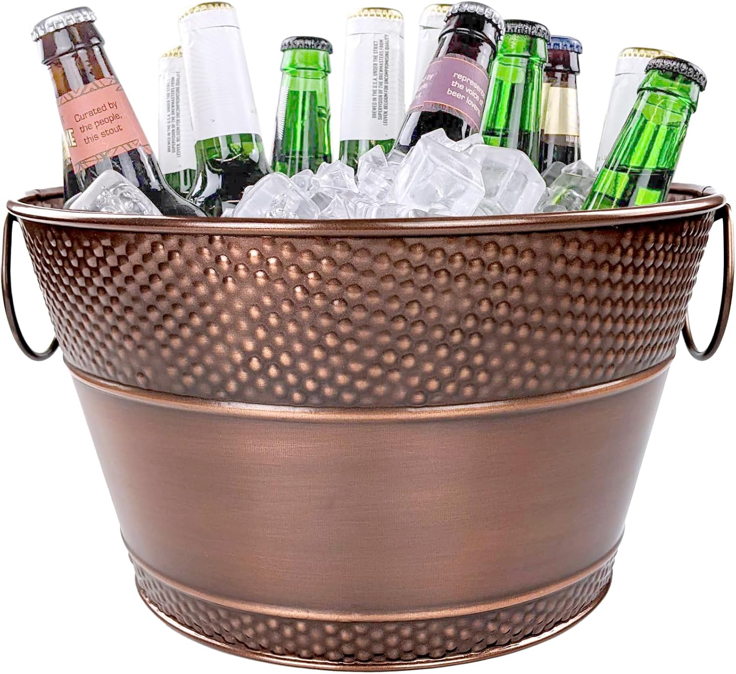 BREKX Copper Galvanized Old Tavern Copper-Finish Beverage Ice Bucket/Drink Tub for Parties, Wedding Gifts, 15 Quart Champagne Bucket - Farmhouse Decor Galvanized Bucket (Medium) Thumbnail