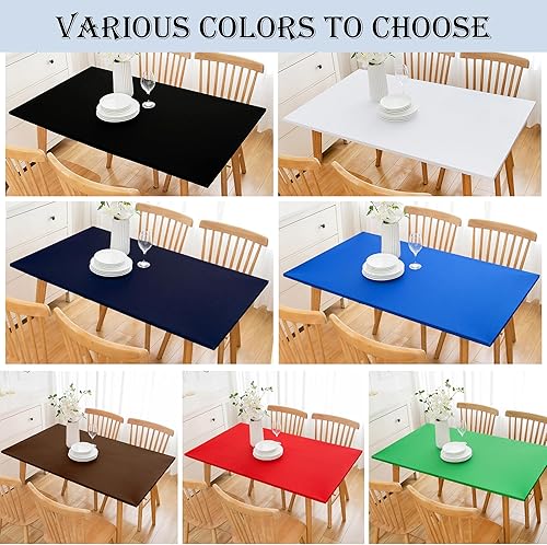 Miniatura 7 de Mantel rectangular ajustable de elastano, elástico, color negro, borde elástico, para comedor, boda, fiesta, picnic, 42 x 72 pulgadas