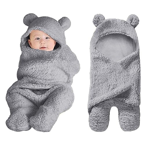 Miniatura 7 de XMWEALTHY - Manta de peluche para recién nacidos, Lindo, talla única , Gris oscuro