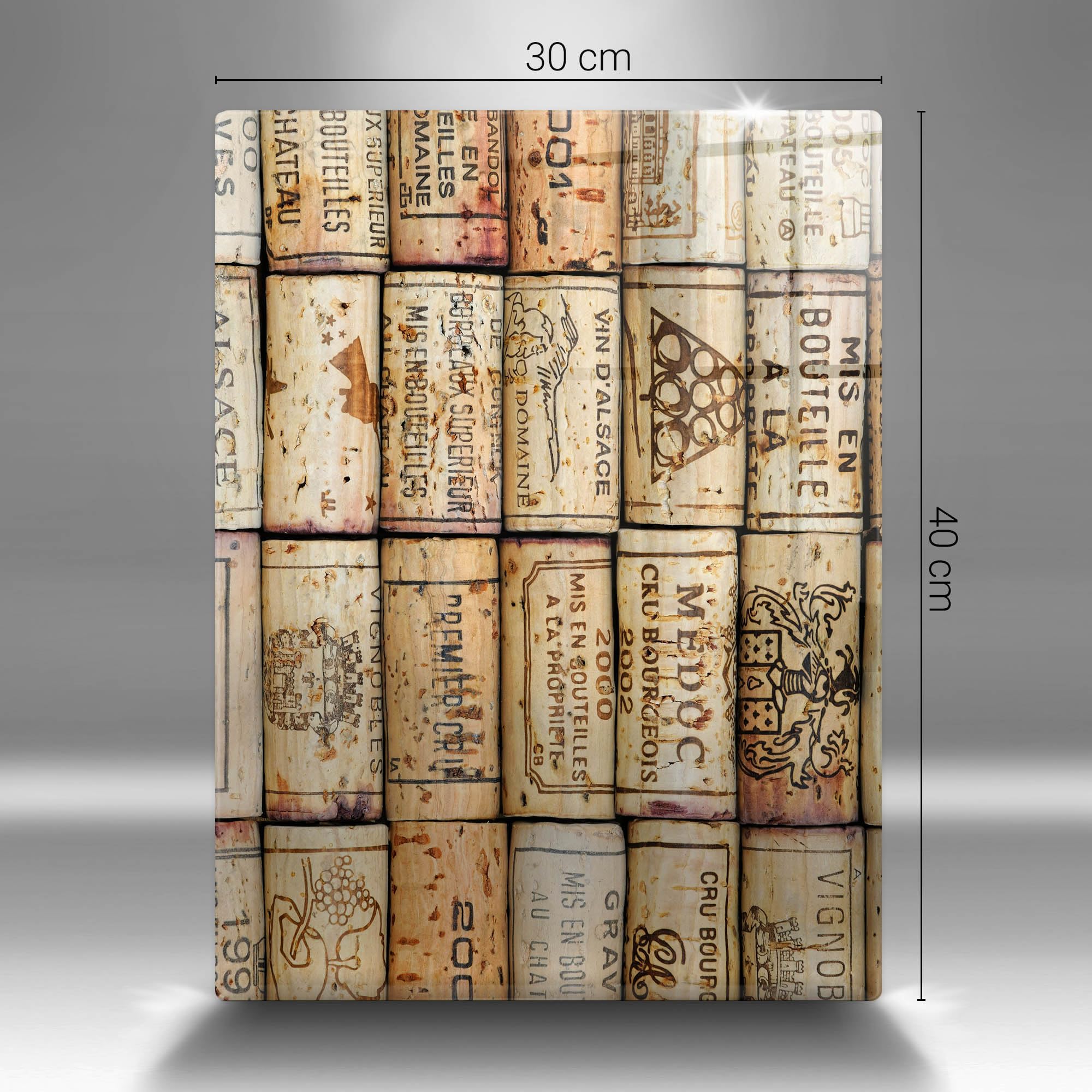 Tabla de cortar de vidrio | Beige | Superficie impresa