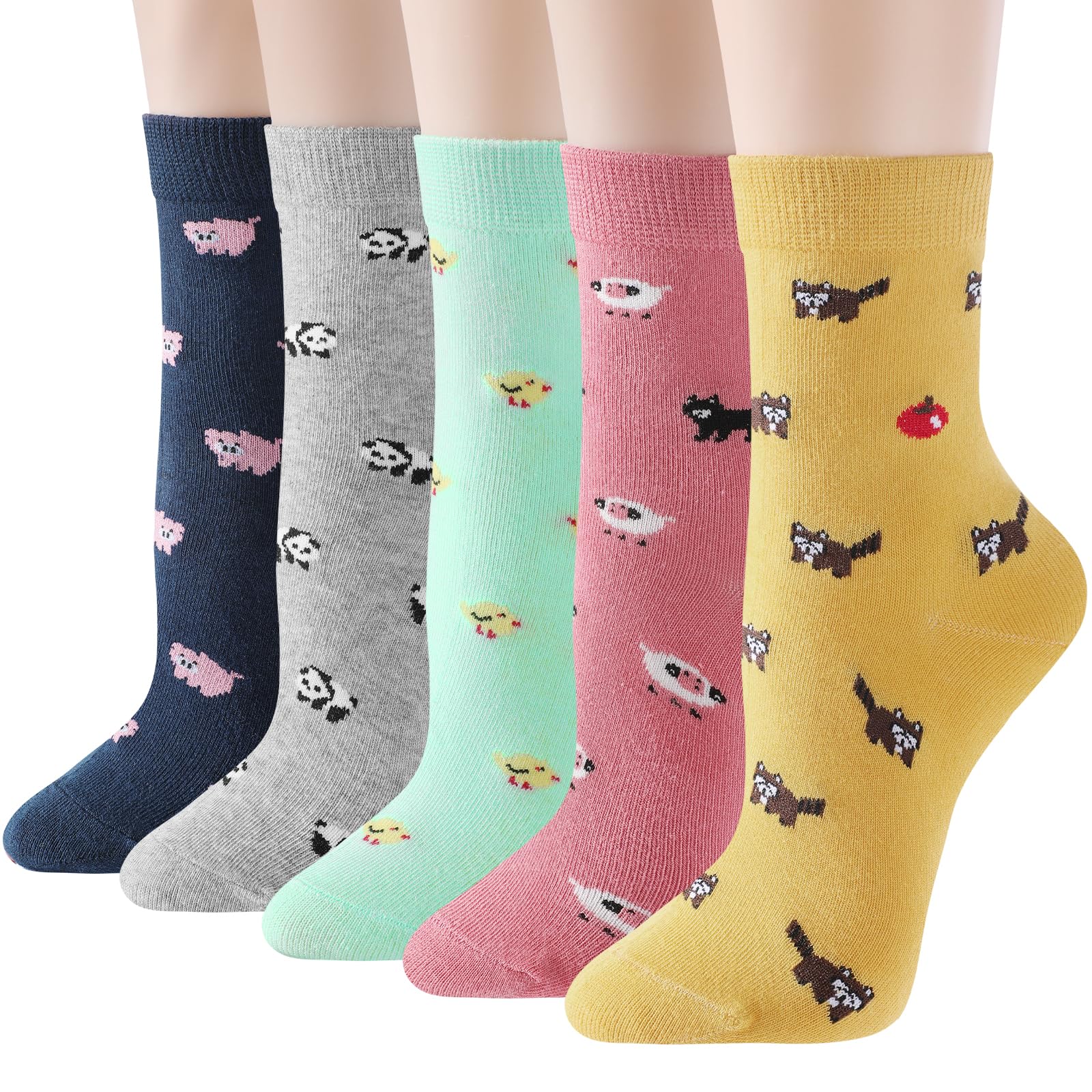 Clothirily 5 Pairs Women Cat Socks - Colorful Cute ...