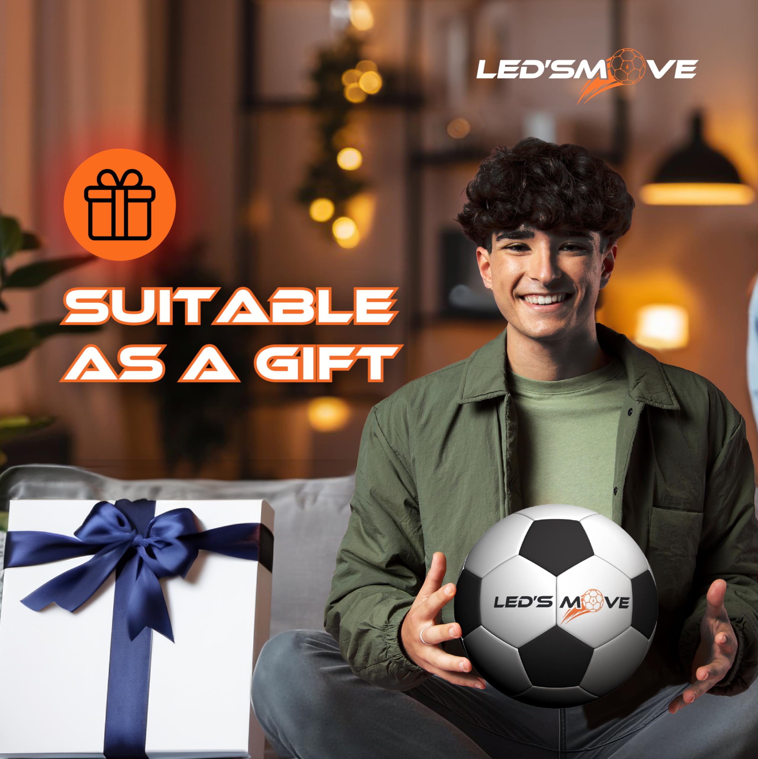 LedsMove Leuchtfußball | Leuchtball mit Licht | LED-Fußball | Glow in The Dark | Leuchtspielzeug | Ball Größe 5 - Modell LS2 Traditional
