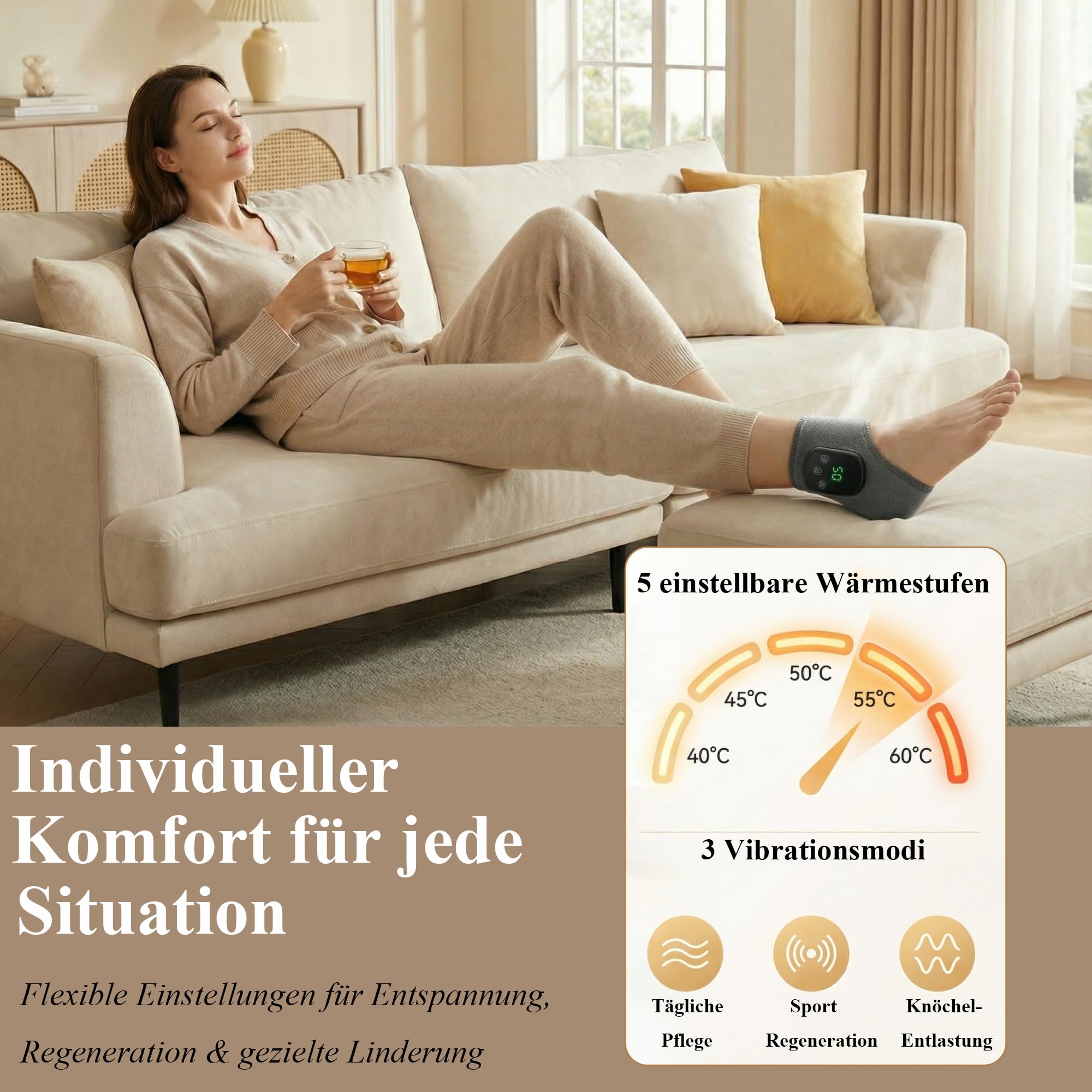 neurocur VitalPulser 3-in-1 Massager Fußmassager Elektrisch – 3 Massage-Modi & 5 Wärmestufen, Tragbar, Kabellos, Perfekt für Zuhause und Unterwegs (Schwarz)