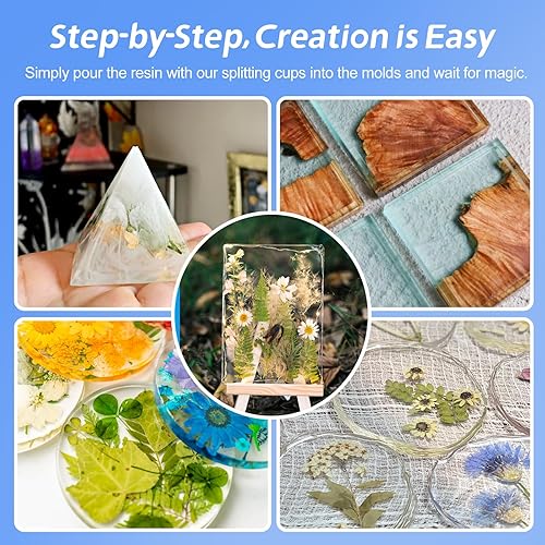 Miniatura 4 de iArtker Kit de 8 moldes de resina de silicona, moldes epoxi para manualidades de preservación de flores, kit de iniciación de resina, moldes de