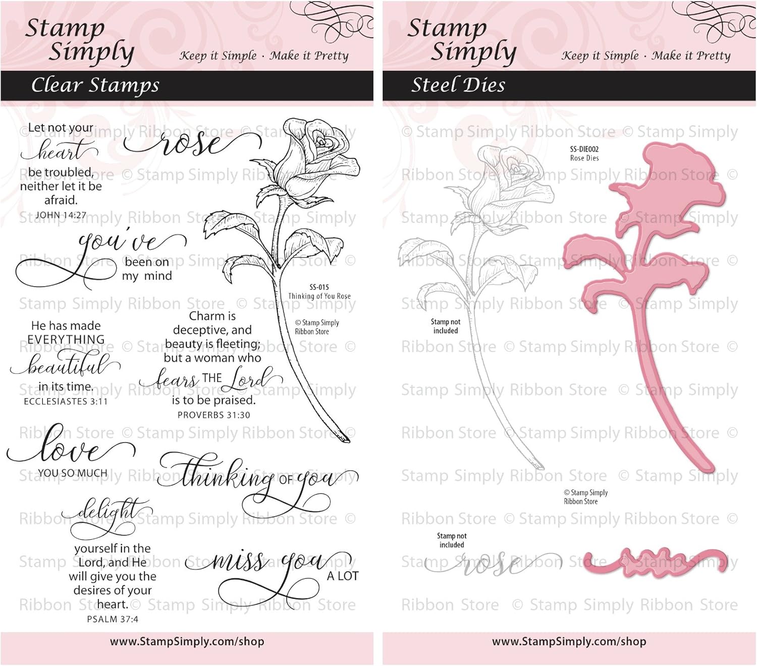 Clear Stamps Thinking of You Mothers Day Special Occasion Rose Garden Flower and Die (2-Pack) 10 Pieces
