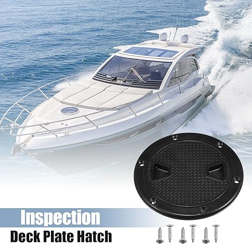 Miniatura 2 de X AUTOHAUX Boat Inspection Deck Plate Hatch Marine Round Inspection Hatch Deck Plate WDetachable Cover Water Tight for Outdoor Installations Black