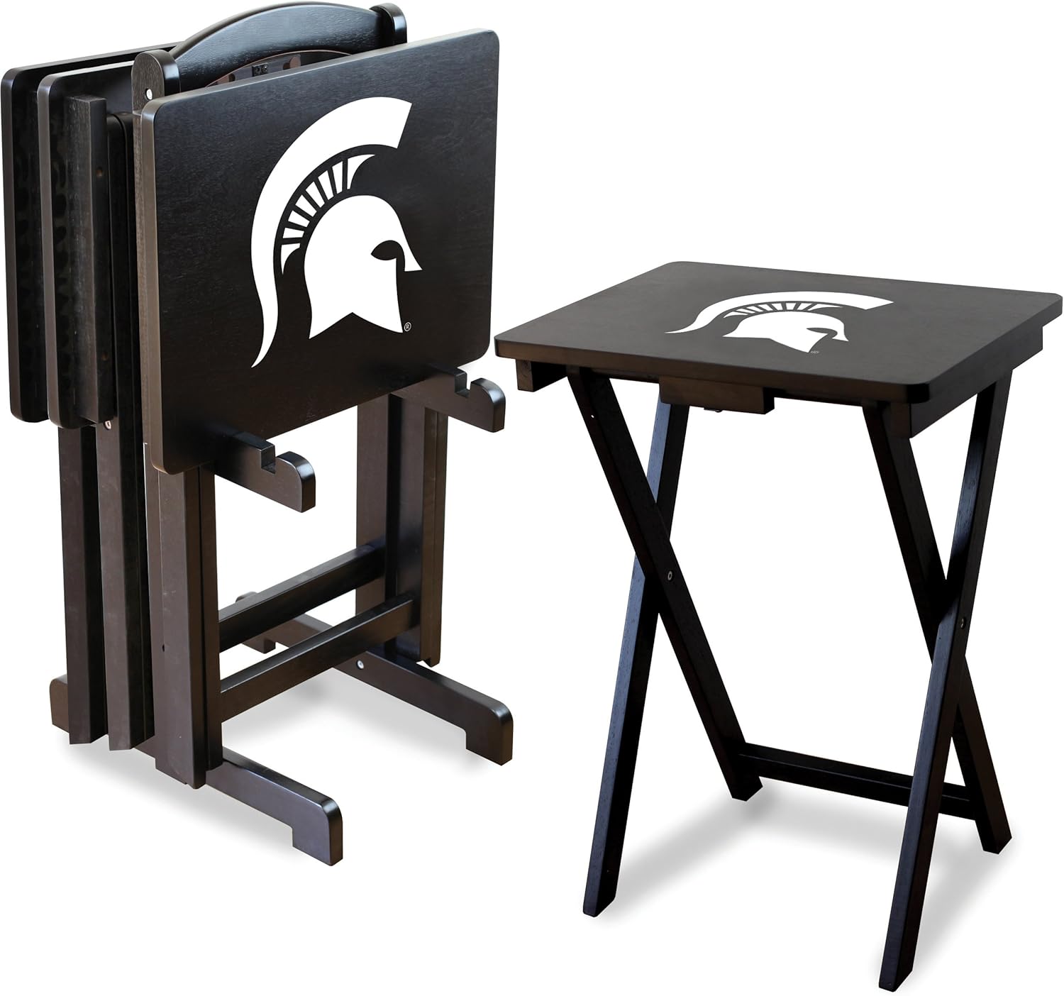 Imperial Officially Licensed NCAA Foldable Wood TV Tray Table Set with Stand