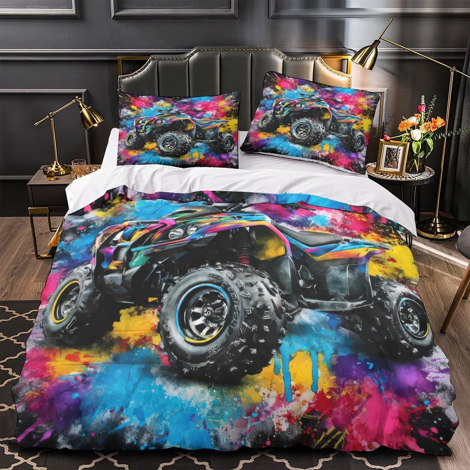 Housse de couette effet microfibre haut de gamme imprimé tropical tridimensionnel