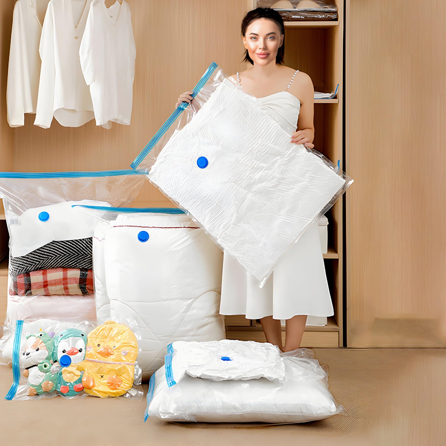 8 Pack Vacuüm Opbergzakken Voor Kleding Kussens Beddengoed Deken Meer Ruimte Besparen Compressie Reistassen Beddengoed Huis Organizer  15