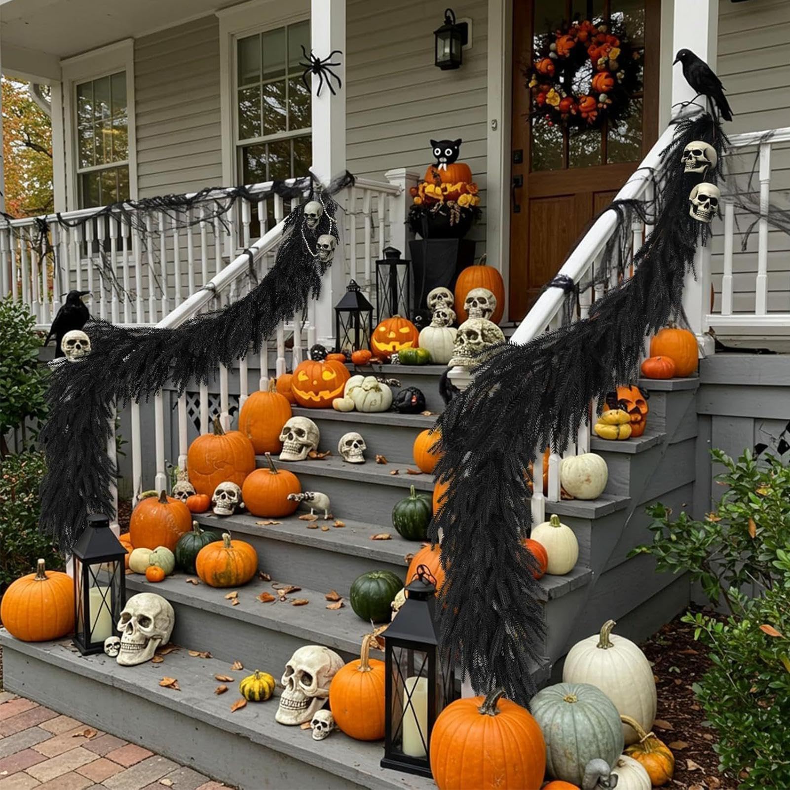 Czarna na Halloween, 1,8 m, sztuczna realistyczna dekoracja