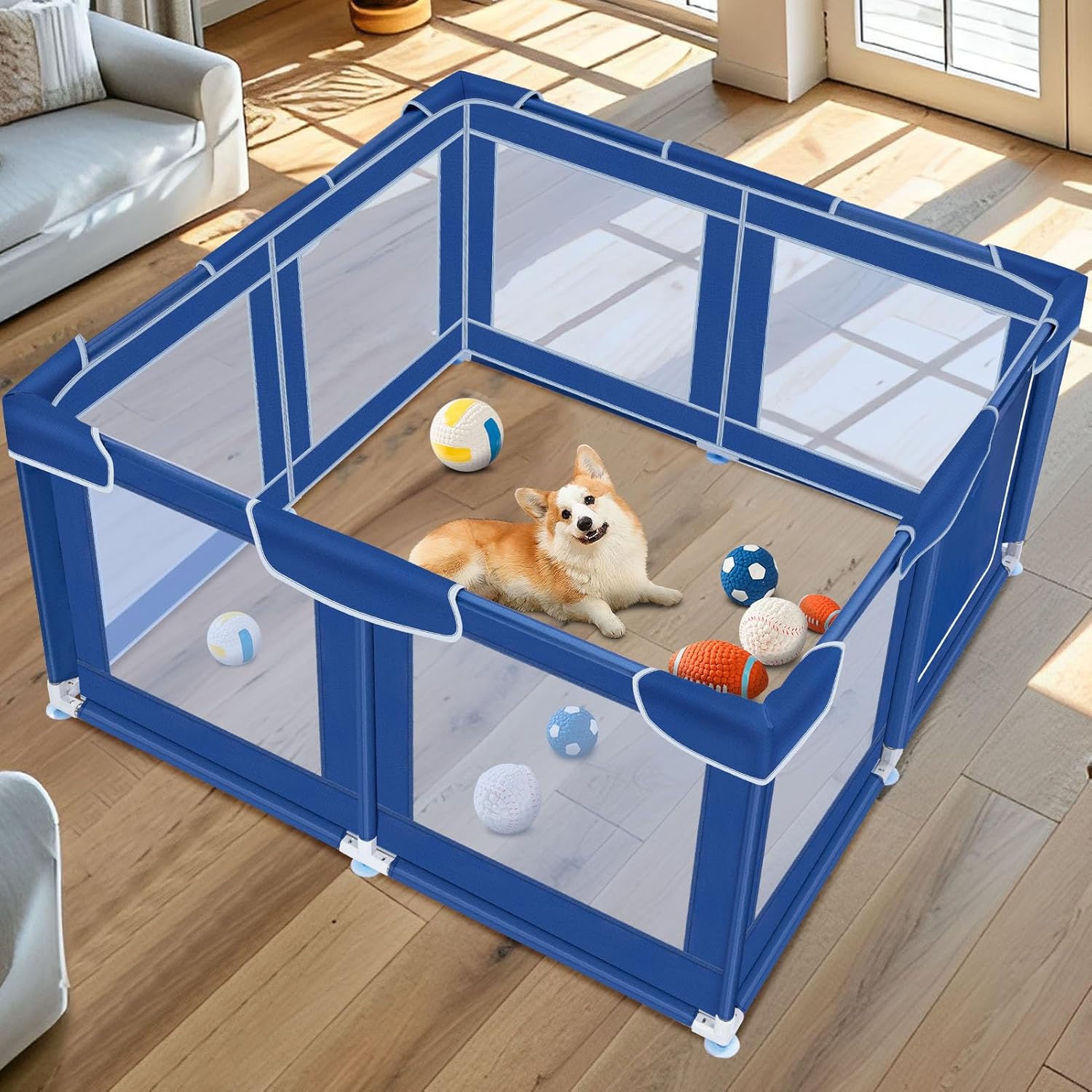Dog Playpen Made of Thickened Stainless Pipe and Fabric