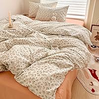 Vista 260 de 3 piezas de juego de funda de edredón tamaño individual XL, funda de edredón blanca con estampado floral azul, ropa de cama coquette de algodón