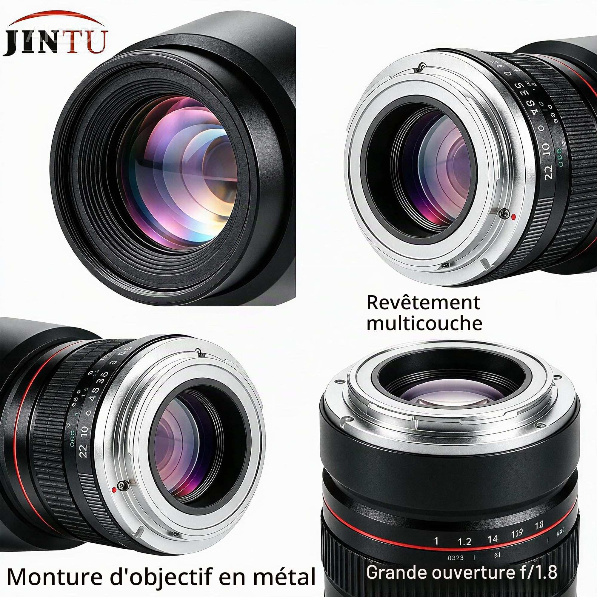 Objectif Portrait 85mm f1.8 Objectifs de caméra pour Canon EOS Rebel T8i/T7i/T7/T6i/T5/T3i/T3/T2i/XSi/XS/SL3/SL2/T100/5D Mark IV/6D II/7D 90D 80D 70D 60D 50D 650D 600D 750D 700D 550D 7D