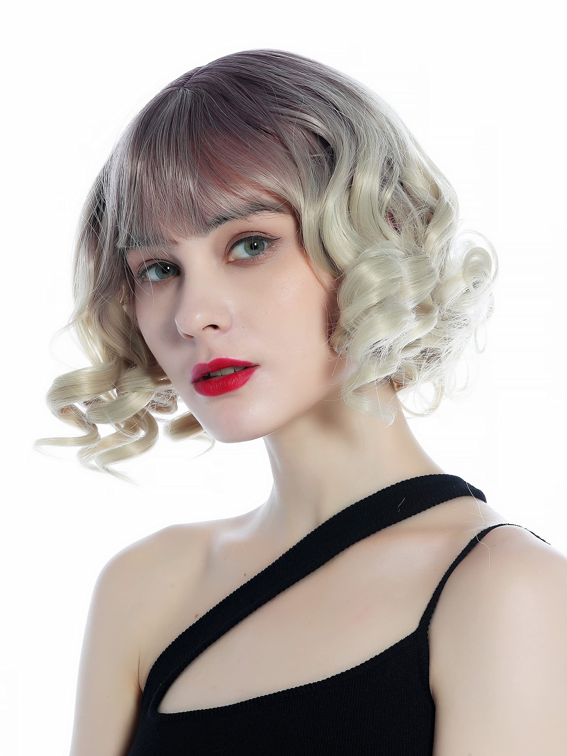 WIG ME UP, SZL0832-T-003 Ladies' Wig short bangs ringlets corkscrew curls ombre dark violet light blind - Image 3