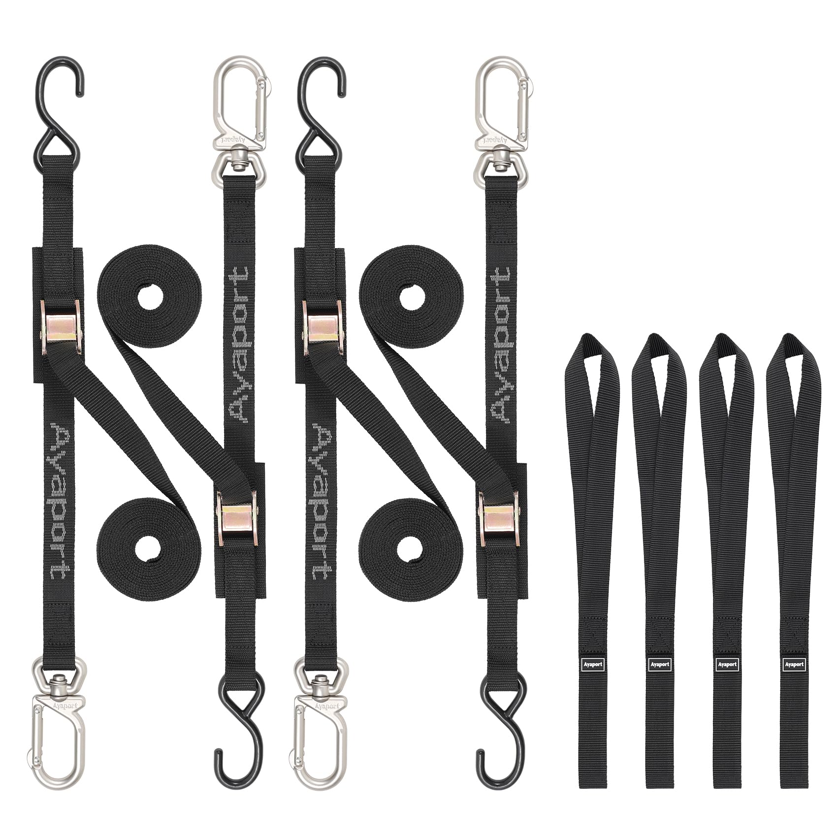 Ayaport Cam Buckle Tie Down Straps 6 feet with Swivel Carabiner Hook